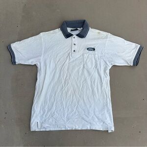 Vintage 90s Halo White and Blue Polo Shirt for Men